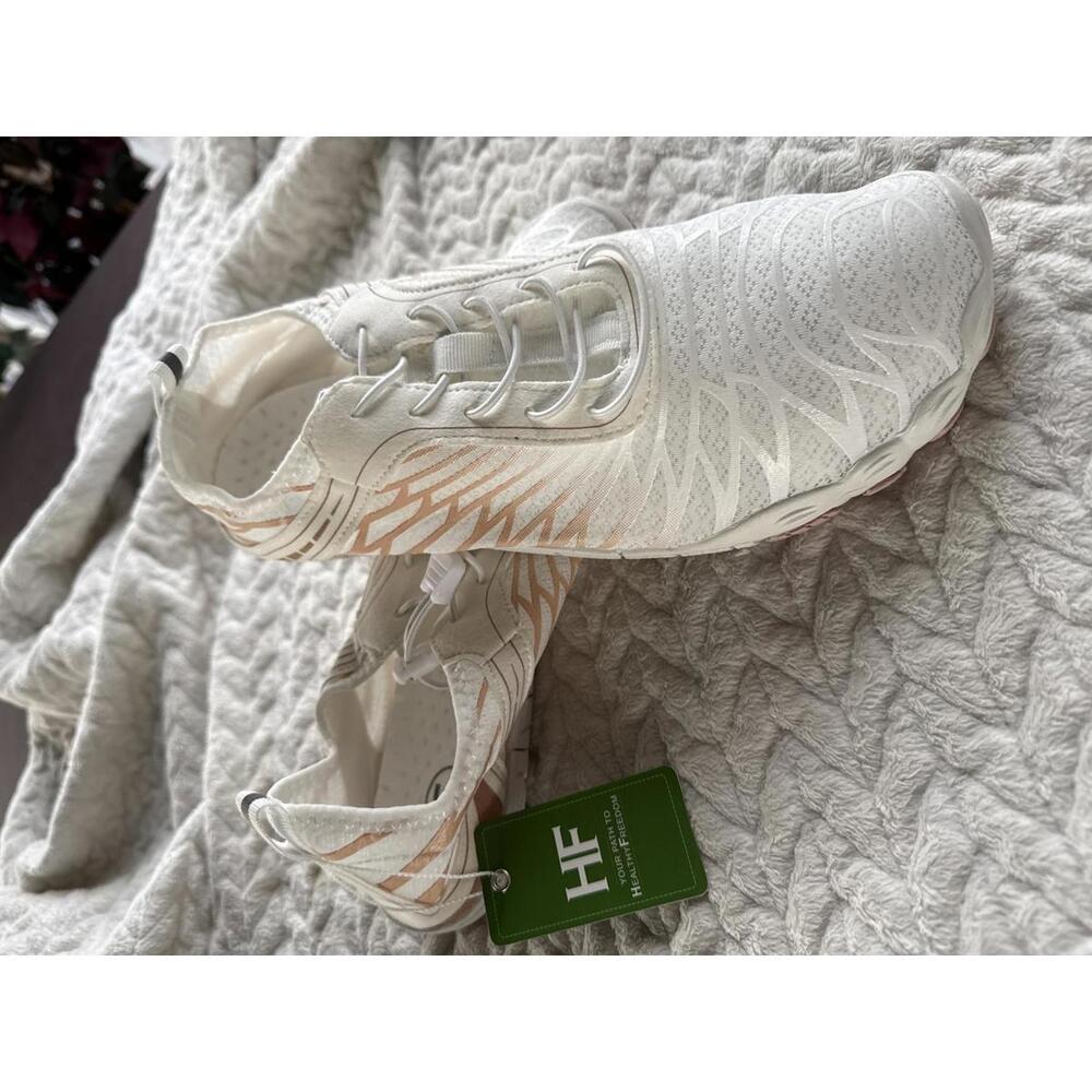 HF Men's White and Light Orange Athletic Sneakers Size 45